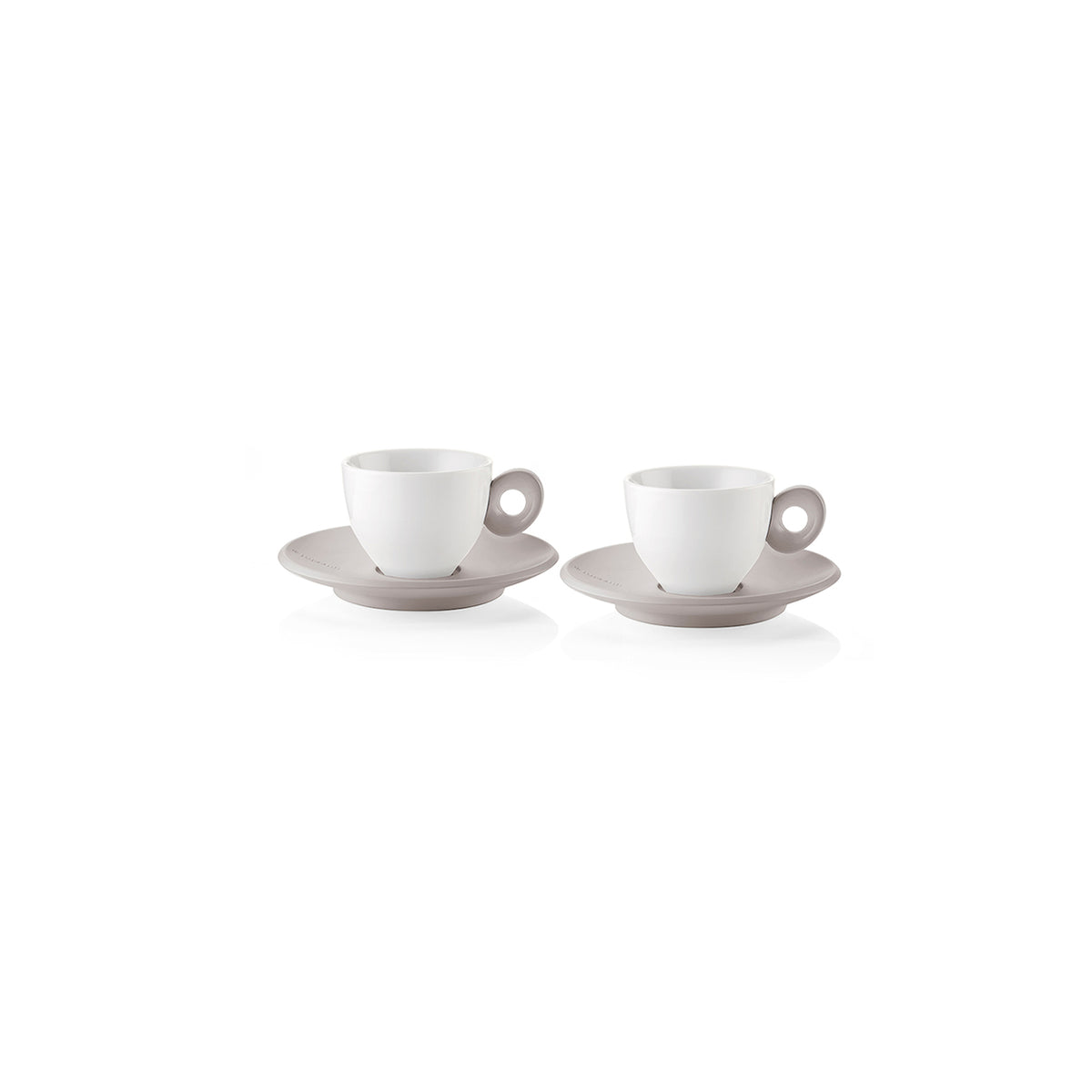 Guzzini set of 2 espresso cups with saucers taupe