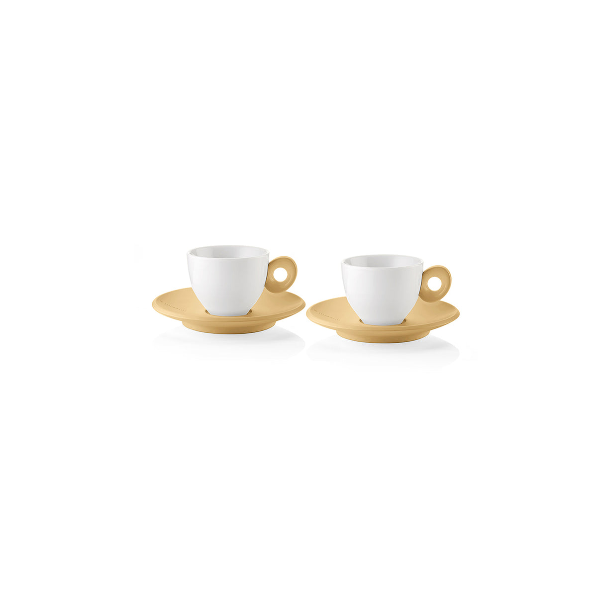 Guzzini set of 2 espresso cups with saucers mustard yellow