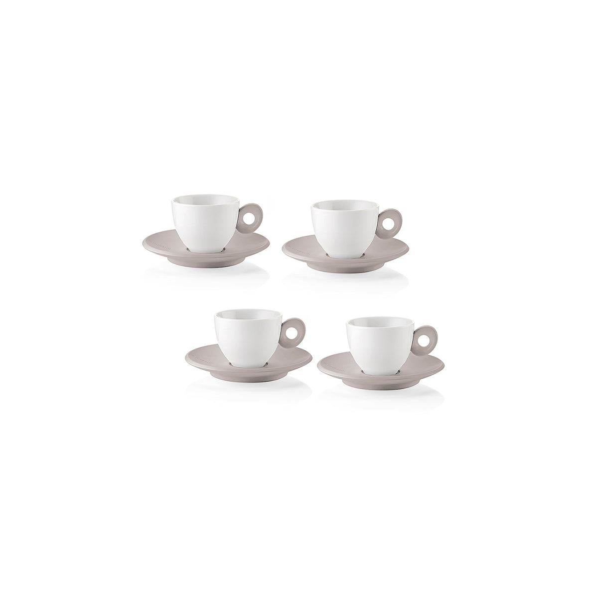 Guzzini set of 4 espresso cups with saucers taupe