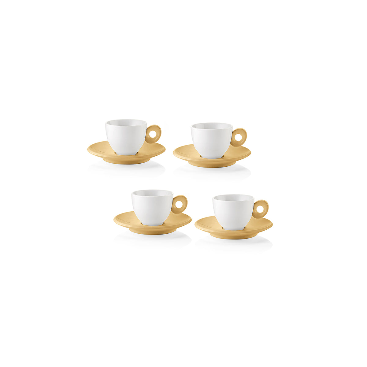 Guzzini set of 4 espresso cups with saucers mustard yellow