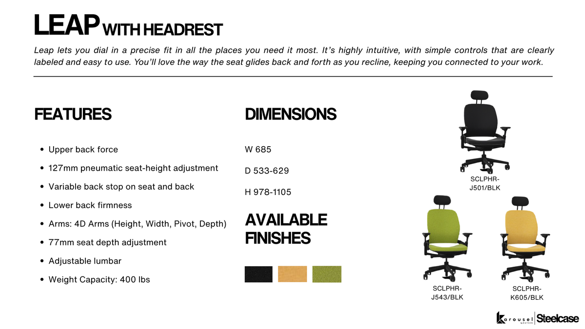 Steelcase LEAP with headrest  ebony/black SCLPHR-J501/BLK