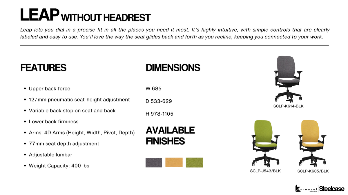Steelcase LEAP without headrest honey/black SCLP-K605/BLK