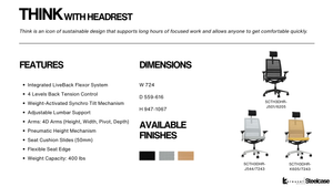 Steelcase THINK with headrest 3Dknit rhino/seagull SCTH3DHR-J544/7243
