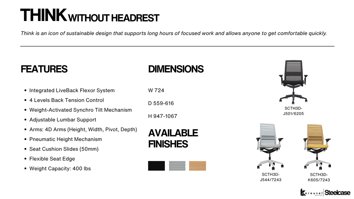 Steelcase THINK without headrest 3Dknit honey/seagull SCTH3D-K605/7243