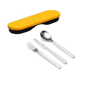 Guzzini On-the-Go travel cutlery with case ochre