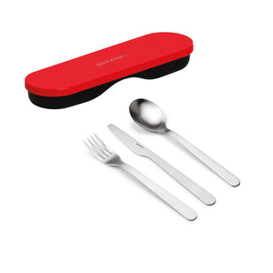 Guzzini On-the-Go travel cutlery with case red