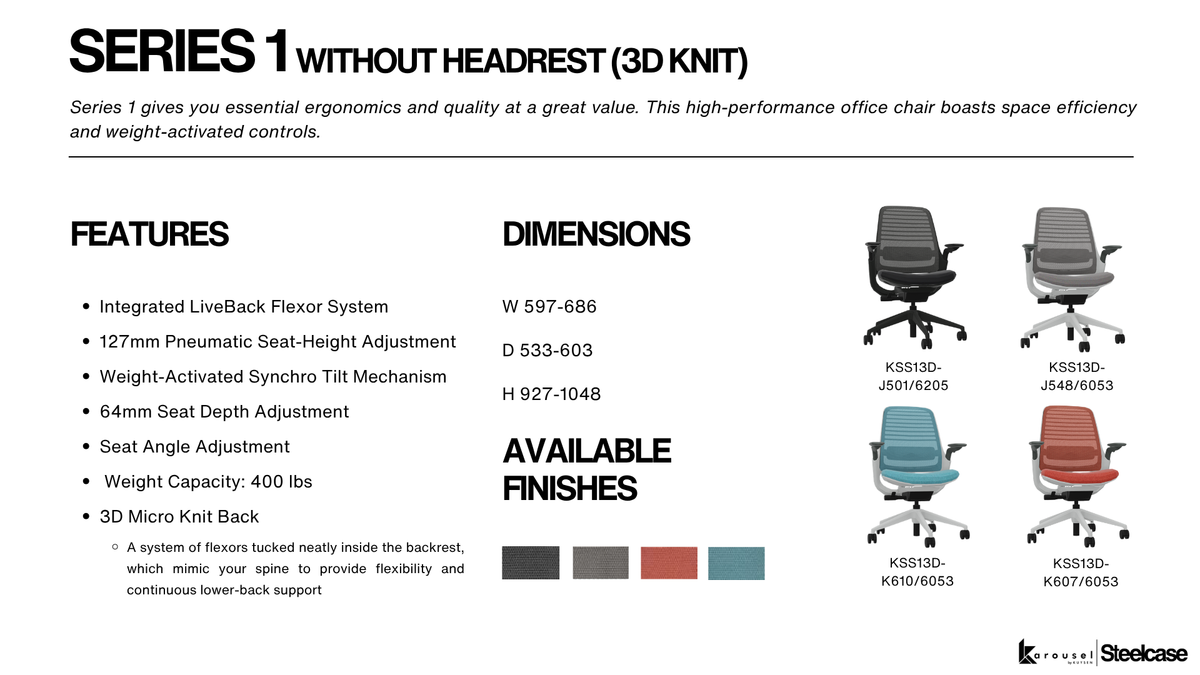Steelcase SERIES1 without headrest 3Dknit saffron/seagull KSS13D-K607/6053