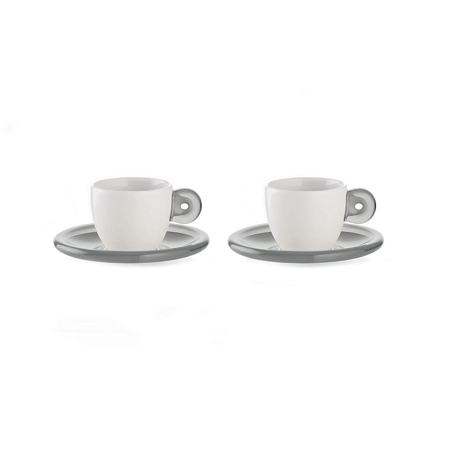 Guzzini Gocce 2pc spresso cups with saucers  sky grey