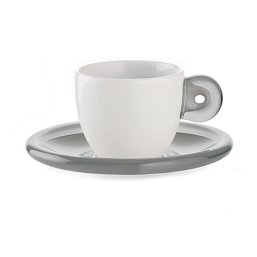 Guzzini Gocce 6pc espresso cup+saucer sky grey