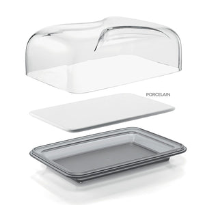 Guzzini Gocce rectangular cheese tray with cover clear