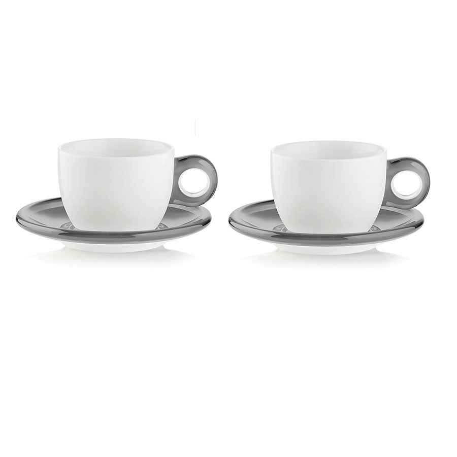 Guzzini Gpocce set of 2 cappuccino cups with saucers sky grey