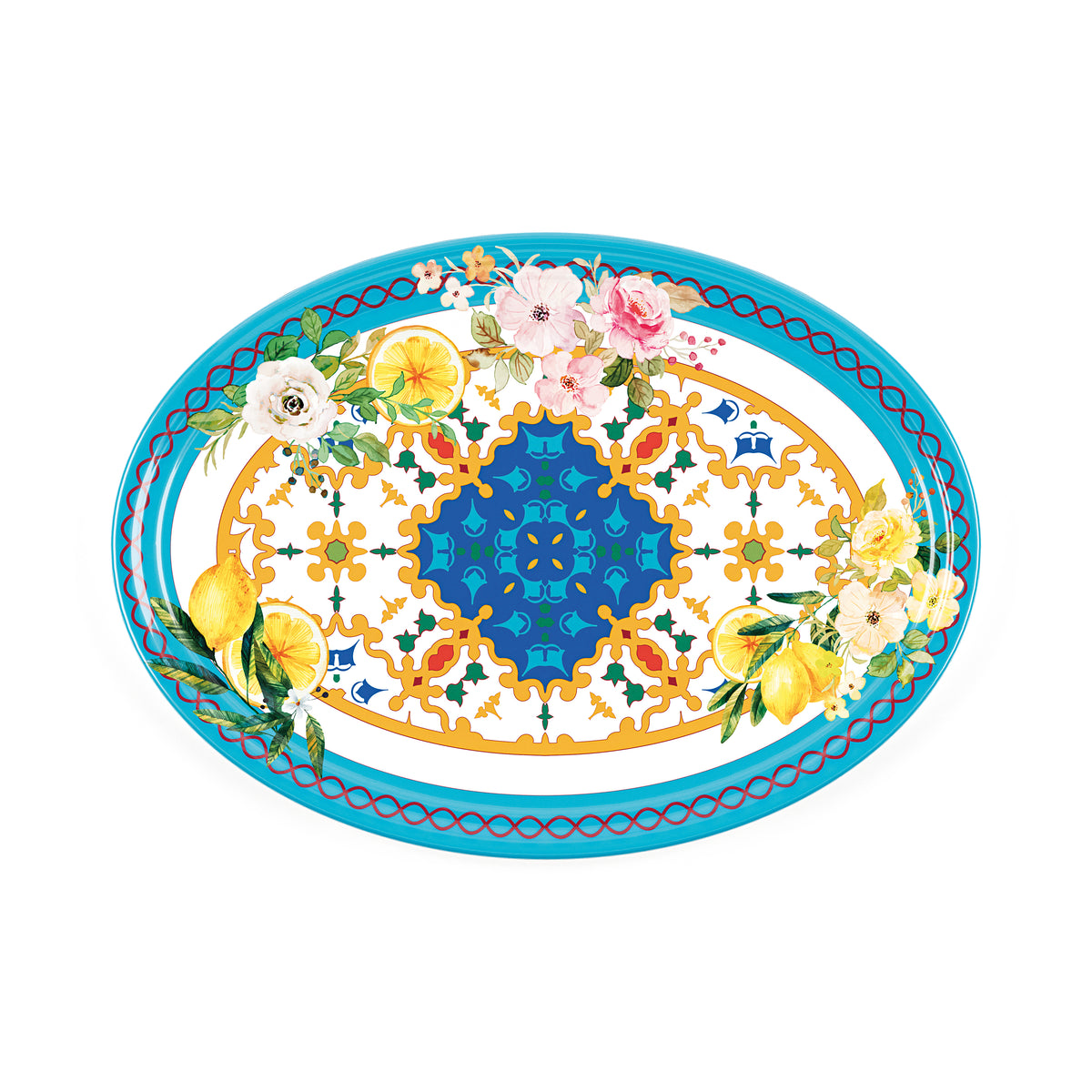 Guzzini Flower &amp; Lemon large oval tray assorted