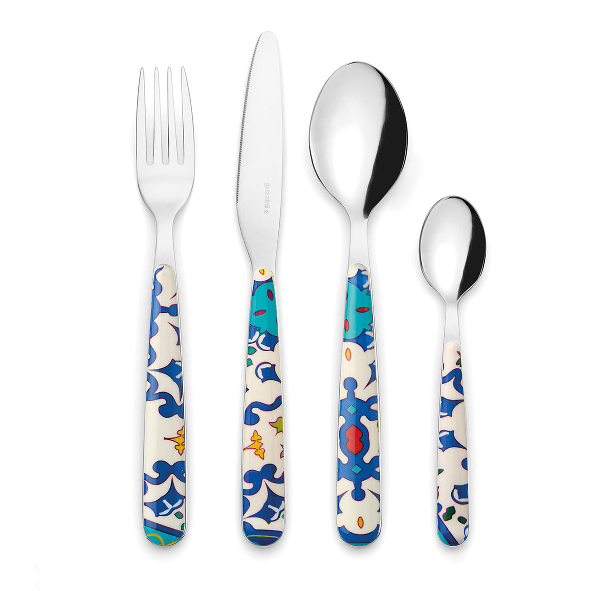 Guzzini Flower &amp; Lemon cutlery set 24 pcs mediterranean blue