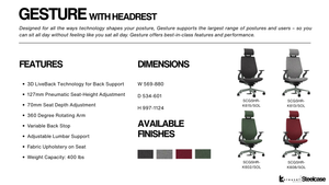 Steelcase GESTURE with Headrest lizard/dark solid SCGSHR-K602/SOL