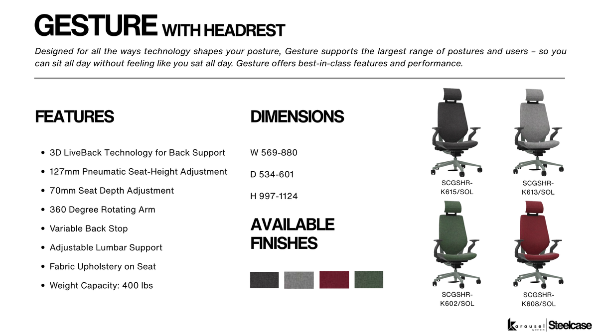 Steelcase GESTURE with Headrest iron/dark solid SCGSHR-K613/SOL