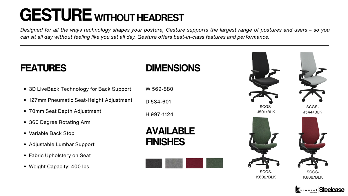 Steelcase GESTURE without Headrest nickel/metallic SCGS-J544/4799